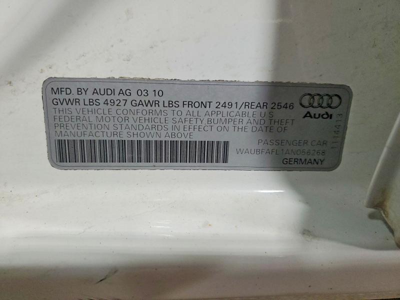 Продаж на аукціоні авто 2010 Audi A4, vin: WAUBFAFL1AN056268, номер лоту: 78257765