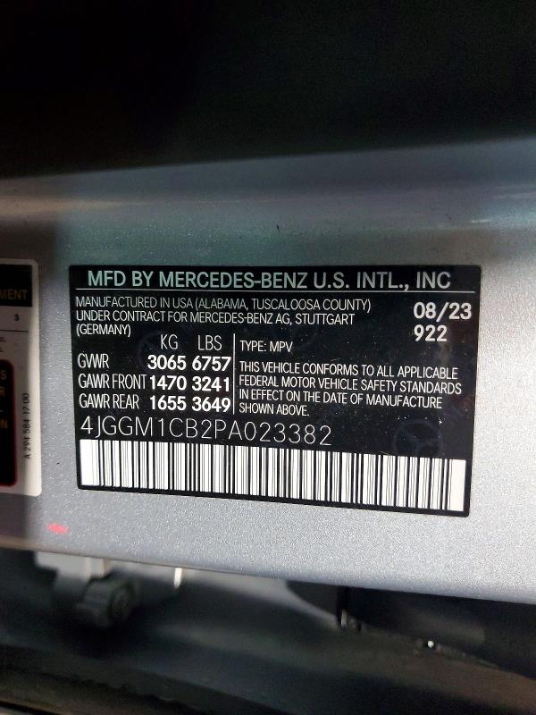 Aukcja sprzedaży 2023 Mercedes-benz Eqe Suv, vin: 4JGGM1CB2PA023382, numer aukcji: 76144545