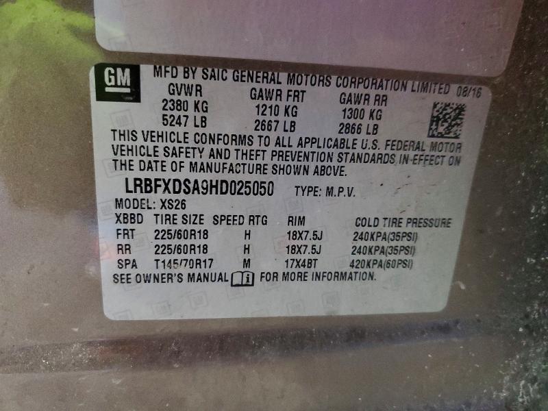 Aukcja sprzedaży 2017 Buick Envision, vin: LRBFXDSA9HD025050, numer aukcji: 76125715