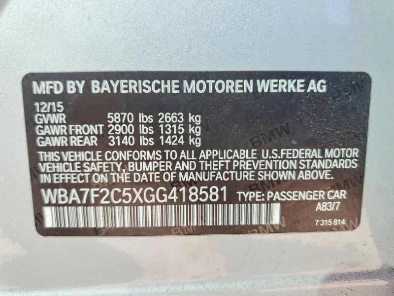 Продажа на аукционе авто 2016 Bmw 750, vin: WBA7F2C5XGG418581, номер лота: 78034175