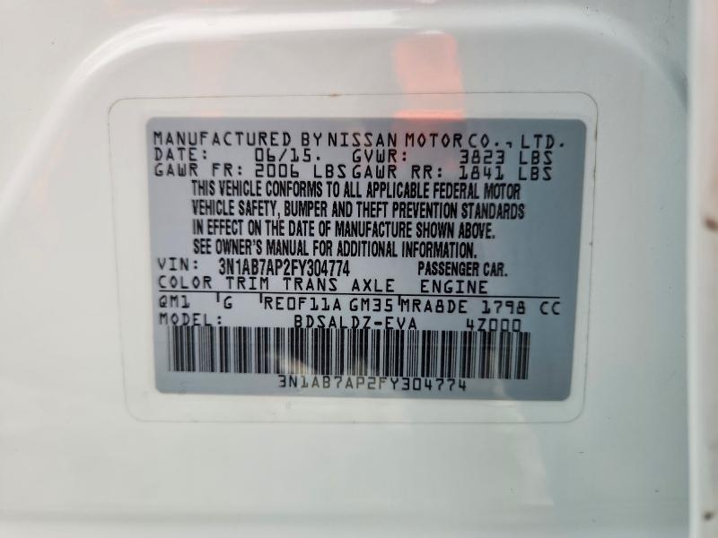 Продажа на аукционе авто 2015 Nissan Sentra S, vin: 3N1AB7AP2FY304774, номер лота: 76466475