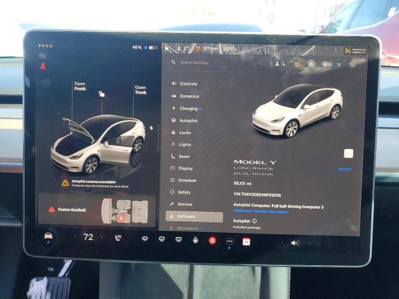 2022 Tesla Model Y მანქანა იყიდება აუქციონზე, vin: 7SAYGDEE4NF512110, აუქციონის ნომერი: 76696335