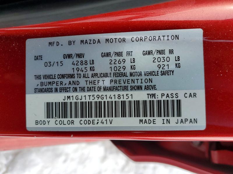 Продажа на аукционе авто 2016 Mazda 6, vin: JM1GJ1T59G1418151, номер лота: 74265985