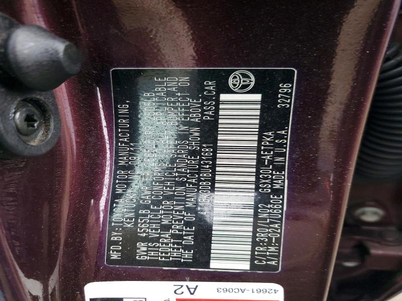 78330795 :رقم المزاد ، 4T1BK3DB1BU431681 vin ، 2011 Toyota Avalon مزاد بيع
