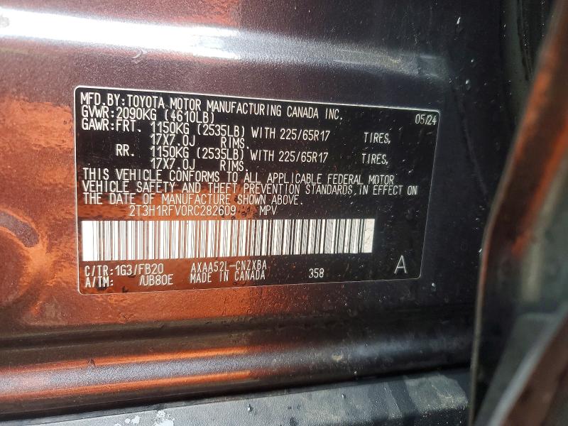 2024 Toyota Rav4 მანქანა იყიდება აუქციონზე, vin: 2T3H1RFV0RC282609, აუქციონის ნომერი: 77535155
