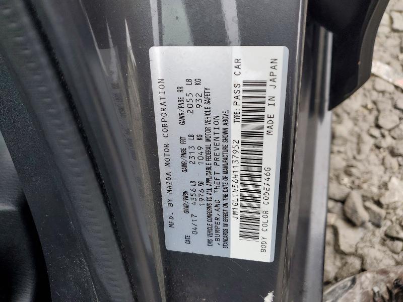 78044295 :رقم المزاد ، JM1GL1V56H1137952 vin ، 2017 Mazda 6 مزاد بيع
