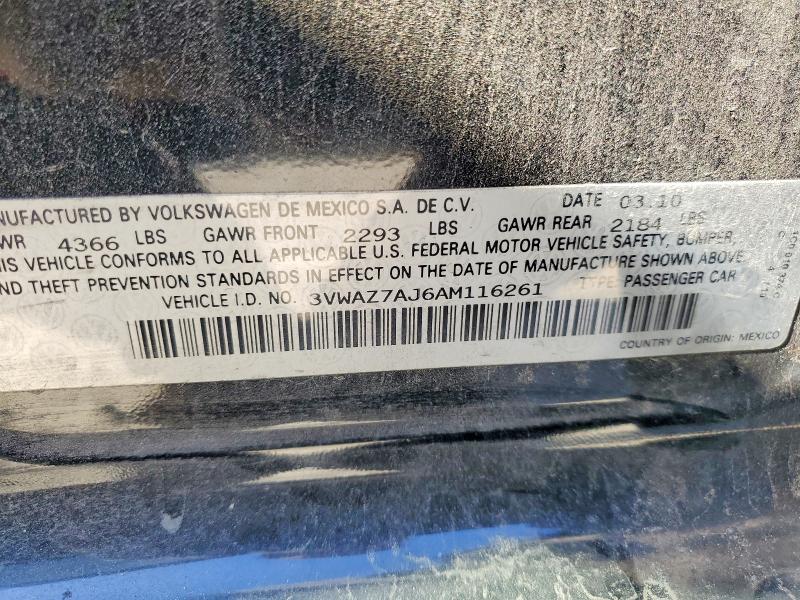 Aukcja sprzedaży 2010 Volkswagen Jetta, vin: 3VWAZ7AJ6AM116261, numer aukcji: 78155295