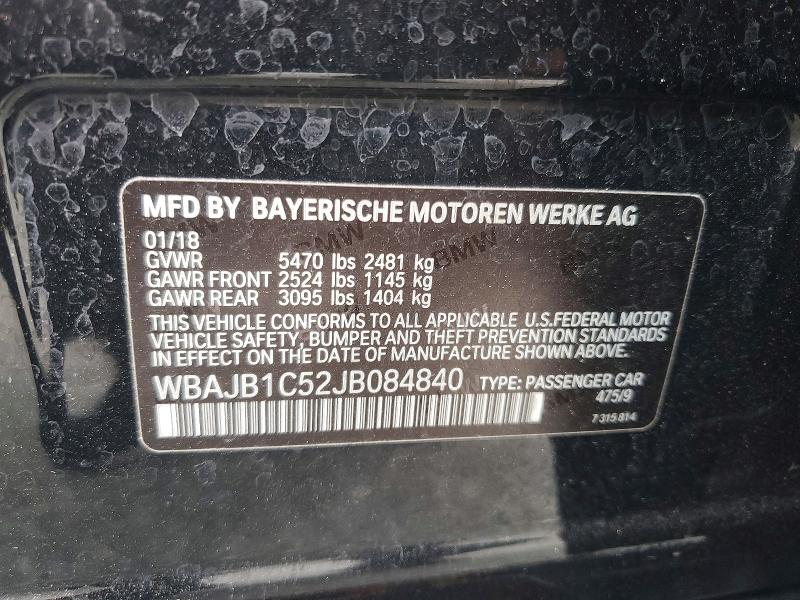 Продаж на аукціоні авто 2018 Bmw 530xe, vin: WBAJB1C52JB084840, номер лоту: 76357535
