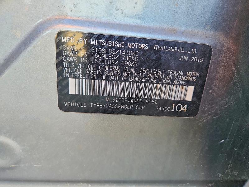 Aukcja sprzedaży 2019 Mitsubishi Mirage, vin: ML32F3FJ4KHF18082, numer aukcji: 77324375