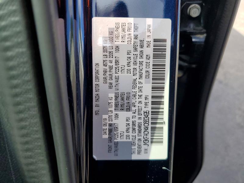 Aukcja sprzedaży 2019 Mazda Cx-5, vin: JM3KFACM4K0663495, numer aukcji: 77975105