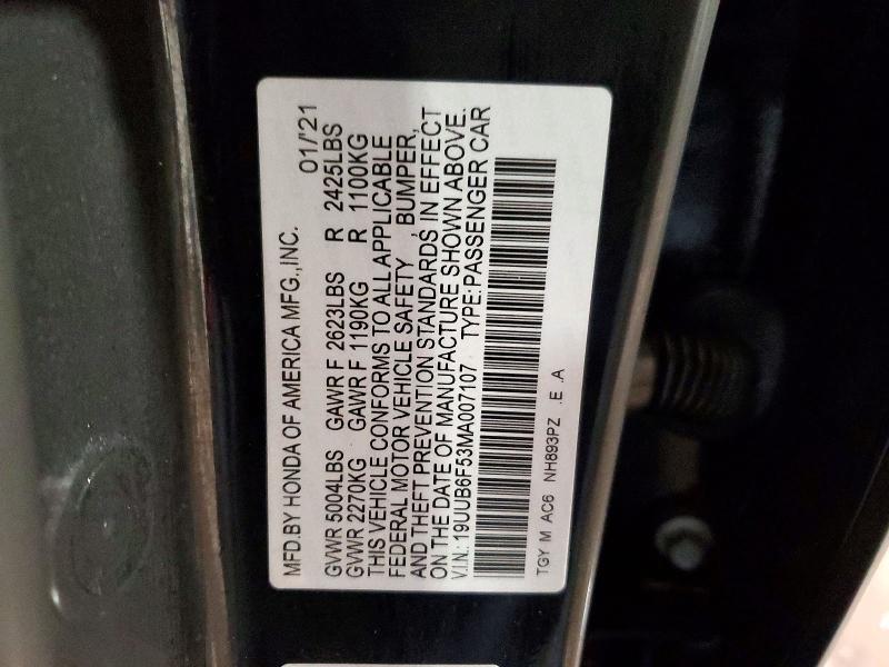 Aukcja sprzedaży 2021 Acura Tlx, vin: 19UUB6F53MA007107, numer aukcji: 77579495