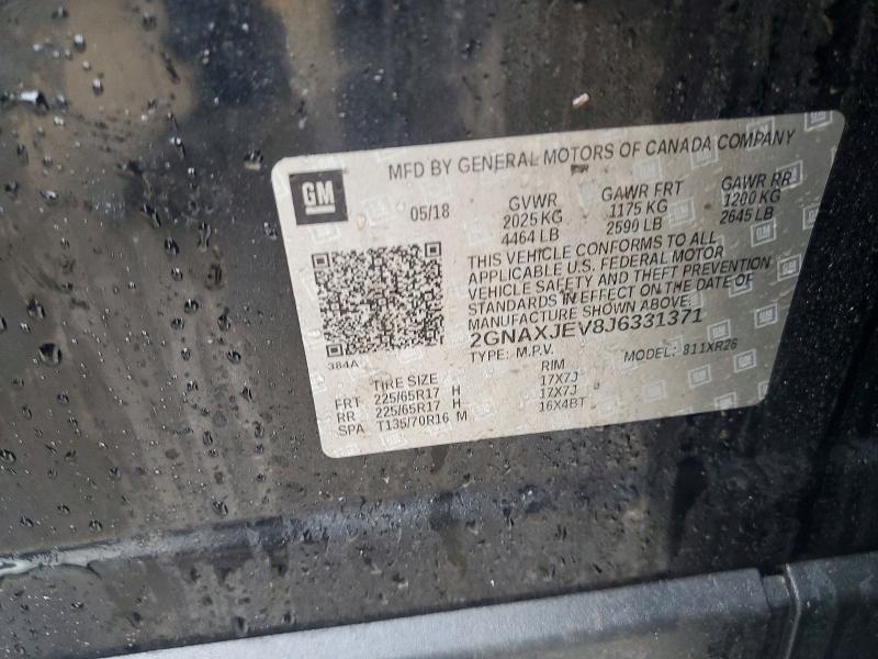 Aukcja sprzedaży 2018 Chevrolet Equinox, vin: 2GNAXJEV8J6331371, numer aukcji: 77798345