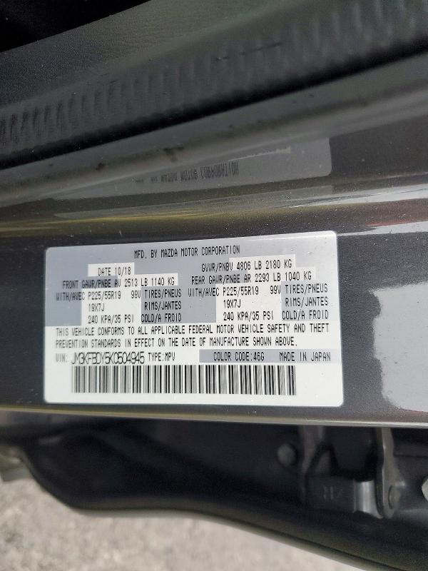 77229265 :رقم المزاد ، JM3KFBDY5K0504945 vin ، 2019 Mazda Cx-5 مزاد بيع
