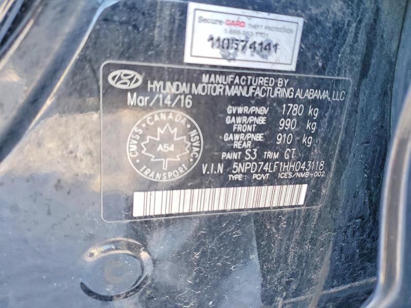 Продаж на аукціоні авто 2017 Hyundai Elantra, vin: 5NPD74LF1HH043118, номер лоту: 73301365