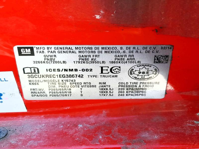 Продажа на аукционе авто 2014 Chevrolet Silverado, vin: 3GCUKREC1EG386742, номер лота: 72494405