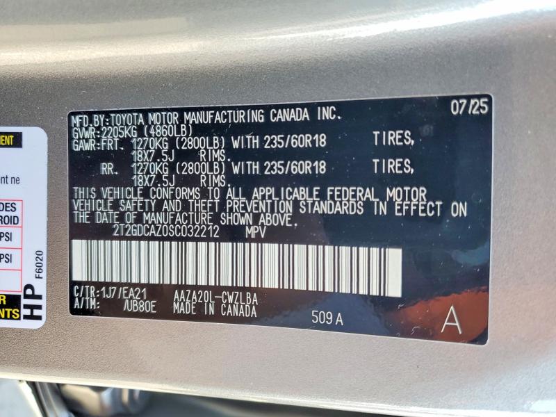 2025 Lexus Nx 250 მანქანა იყიდება აუქციონზე, vin: 2T2GDCAZ0SC032212, აუქციონის ნომერი: 79031285