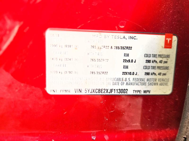 Продажа на аукционе авто 2018 Tesla Model X, vin: 5YJXCBE2XJF113002, номер лота: 76834625
