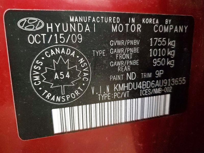 Aukcja sprzedaży 2010 Hyundai Elantra, vin: KMHDU4BD6AU913655, numer aukcji: 78523935