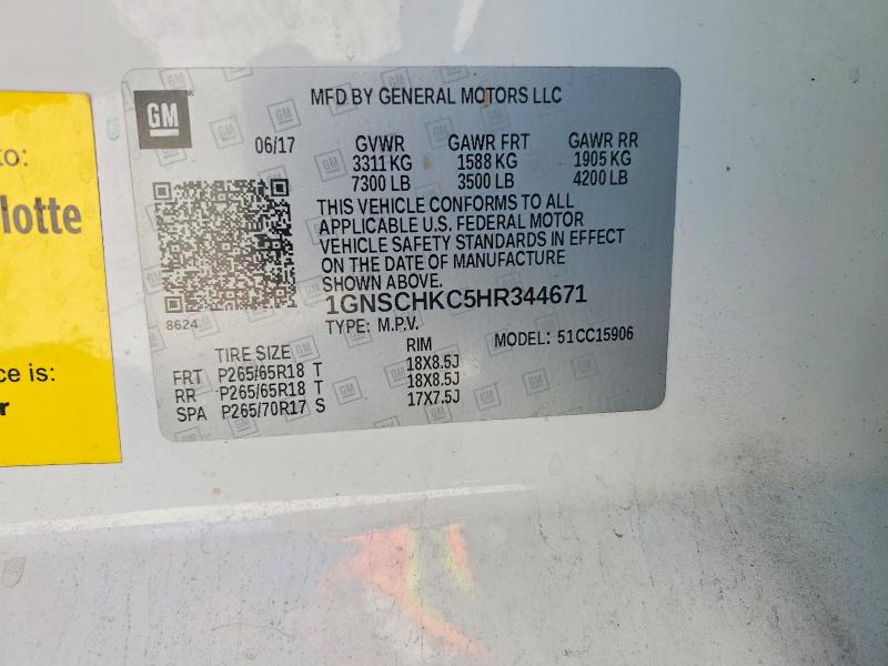 Продажа на аукционе авто 2017 Chevrolet Suburban, vin: 1GNSCHKC5HR344671, номер лота: 76079665
