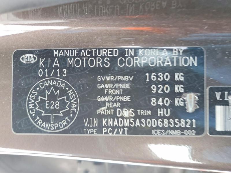 2013 Kia Rio მანქანა იყიდება აუქციონზე, vin: KNADM5A30D6835821, აუქციონის ნომერი: 78118875