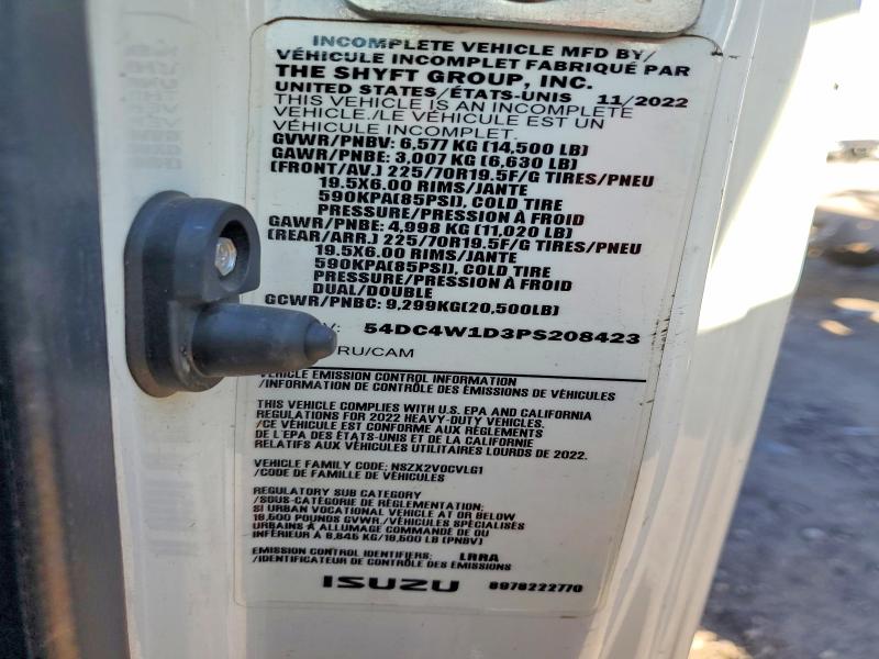 2023 Isuzu Npr Hd მანქანა იყიდება აუქციონზე, vin: 54DC4W1D3PS208423, აუქციონის ნომერი: 74508625