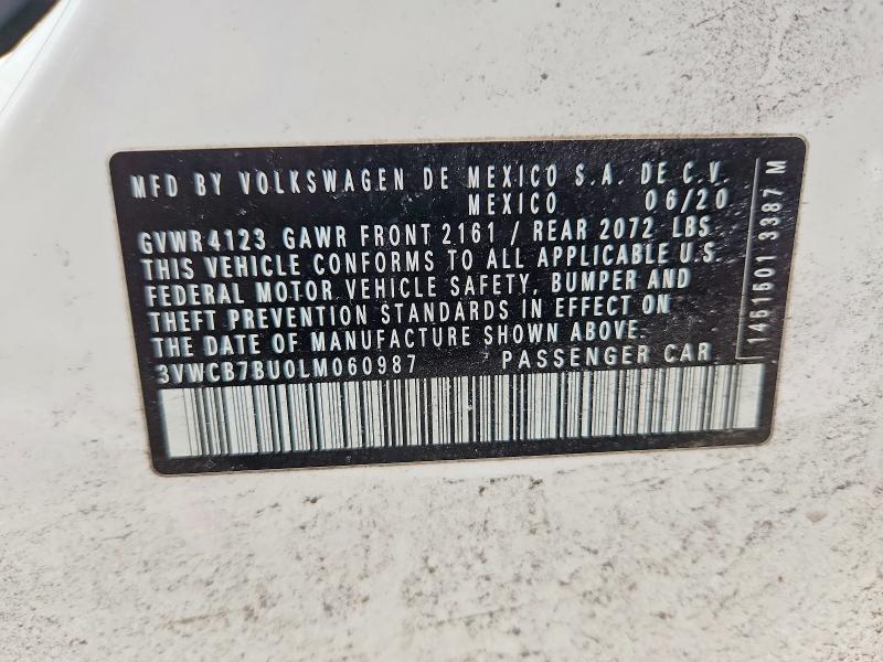 Продажа на аукционе авто 2020 Volkswagen Jetta, vin: 3VWCB7BU0LM060987, номер лота: 77930415