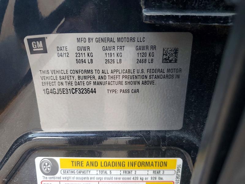 Продажа на аукционе авто 2012 Buick Lacrosse, vin: 1G4GJ5E31CF323644, номер лота: 75222415