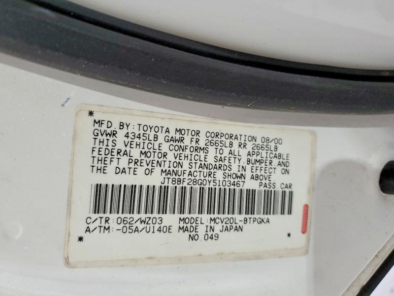 Aukcja sprzedaży 2000 Lexus Es 300, vin: JT8BF28G0Y5103467, numer aukcji: 79222435