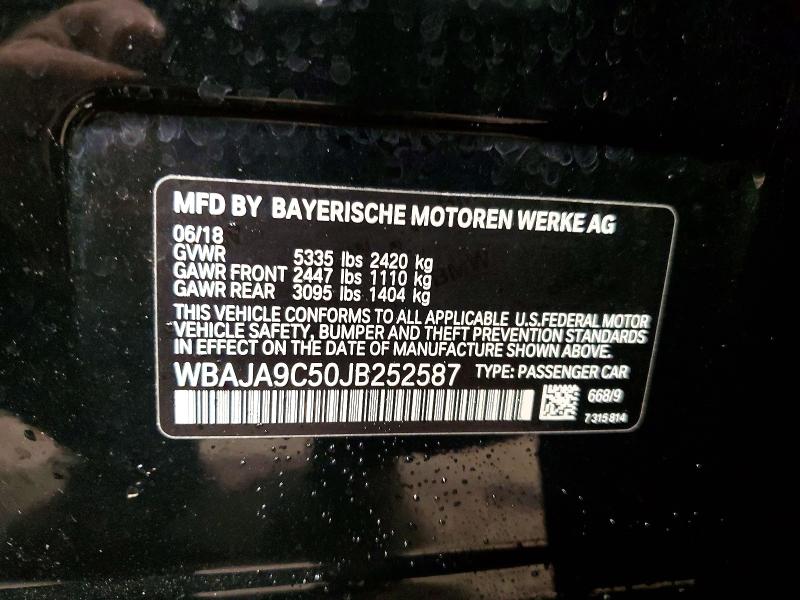Aukcja sprzedaży 2018 Bmw 530e, vin: WBAJA9C50JB252587, numer aukcji: 77920295