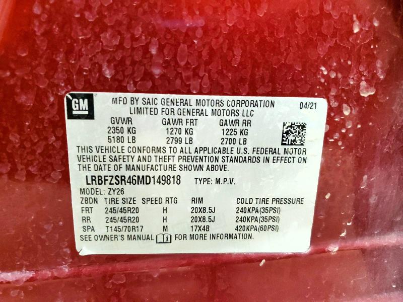 Aukcja sprzedaży 2021 Buick Envision, vin: LRBFZSR46MD149818, numer aukcji: 76919245