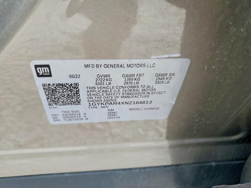 2022 Cadillac Xt6 მანქანა იყიდება აუქციონზე, vin: 1GYKPAR4XNZ164613, აუქციონის ნომერი: 77612145
