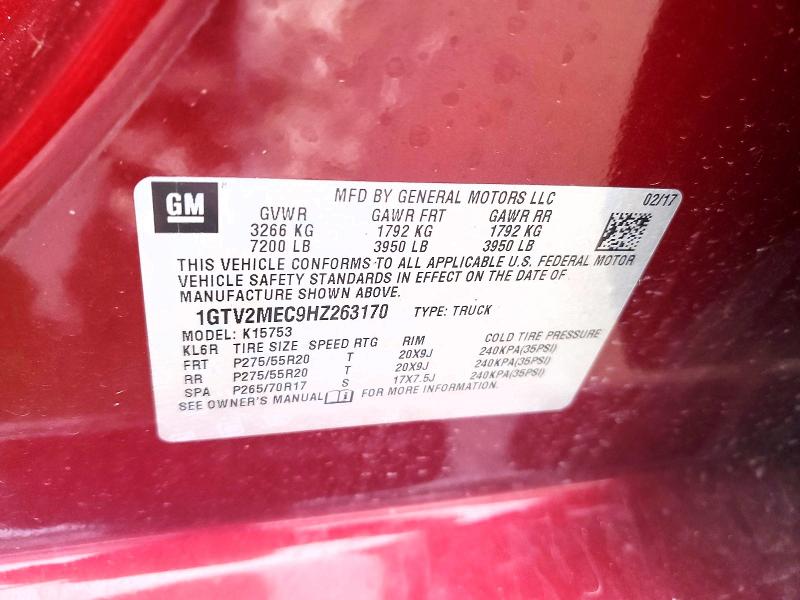 Aukcja sprzedaży 2017 Gmc Sierra, vin: 1GTV2MEC9HZ263170, numer aukcji: 78282955