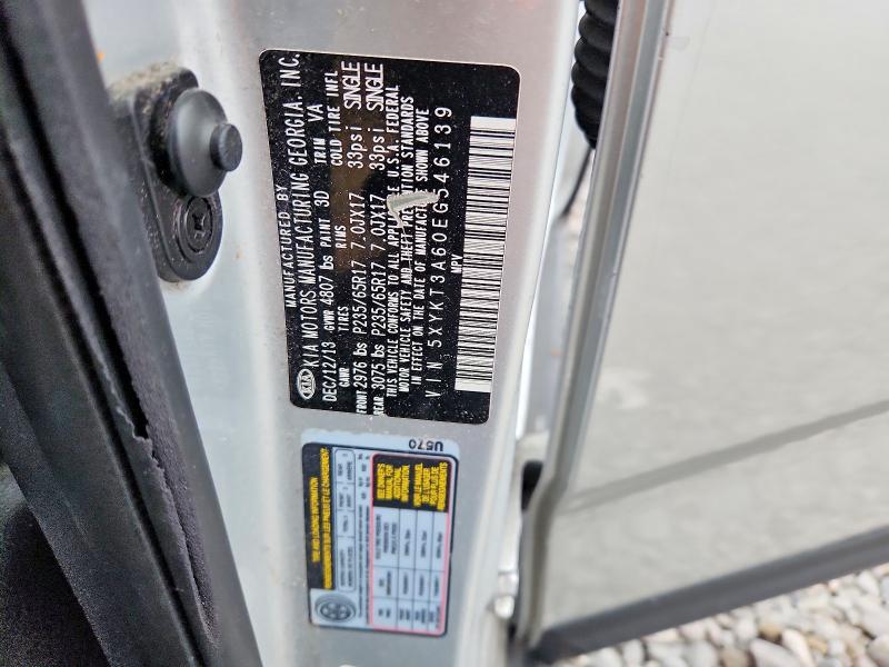 Aukcja sprzedaży 2014 Kia Sorento, vin: 5XYKT3A60EG546139, numer aukcji: 78042065