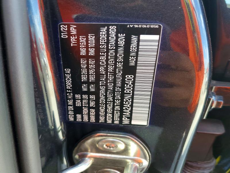 77114865 :رقم المزاد ، WP1AA2A52NLB05408 vin ، 2022 Porsche Macan مزاد بيع