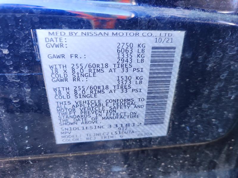 Aukcja sprzedaży 2022 Infiniti Qx60, vin: 5N1DL1ES1NC331812, numer aukcji: 79368905