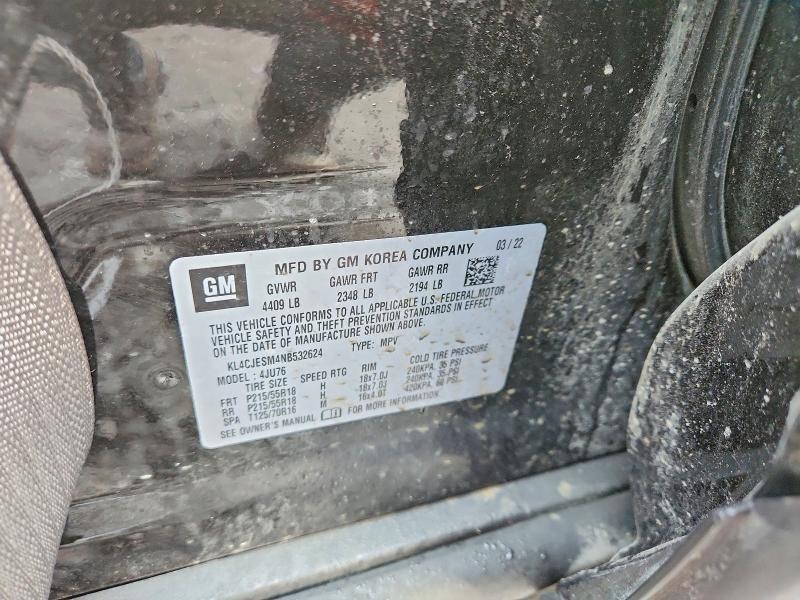2022 Buick Encore მანქანა იყიდება აუქციონზე, vin: KL4CJESM4NB532624, აუქციონის ნომერი: 76848705