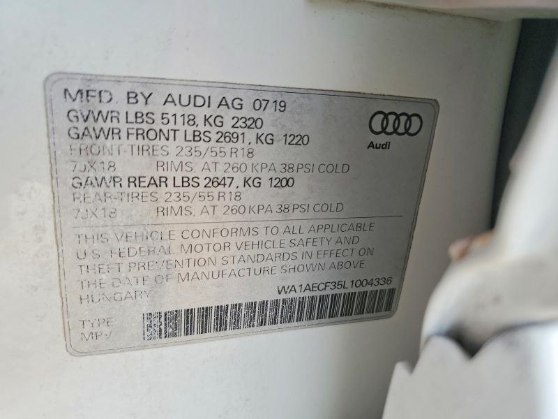 Aukcja sprzedaży 2020 Audi Q3, vin: WA1AECF35L1004336, numer aukcji: 79193875