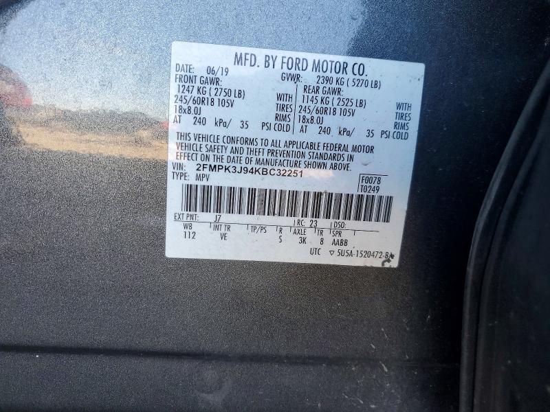 Продаж на аукціоні авто 2019 Ford Edge, vin: 2FMPK3J94KBC32251, номер лоту: 77645005