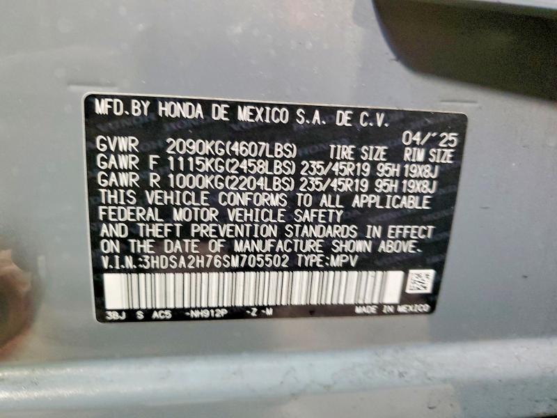 76063545 :رقم المزاد ، 3HDSA2H76SM705502 vin ، 2025 Acura Adx مزاد بيع