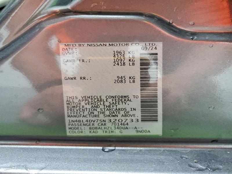 Aukcja sprzedaży 2025 Nissan Altima, vin: 1N4BL4DV7SN320733, numer aukcji: 79449895