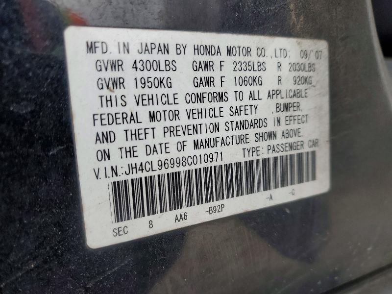 Aukcja sprzedaży 2008 Acura Tsx, vin: JH4CL96998C010971, numer aukcji: 78484215