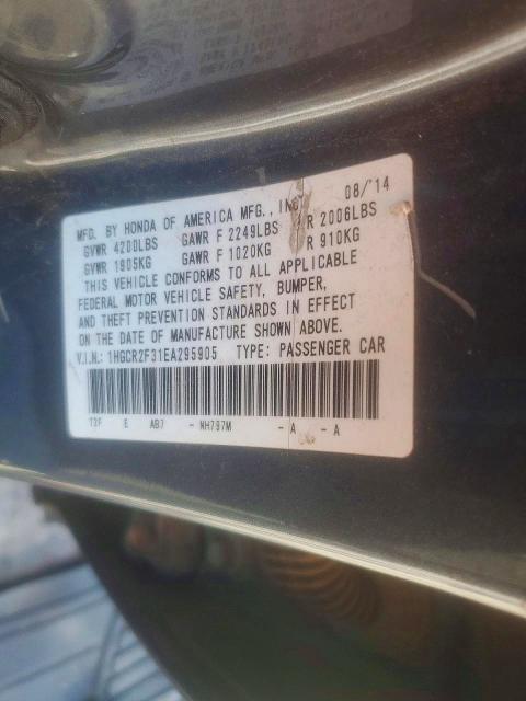 2014 Honda Accord მანქანა იყიდება აუქციონზე, vin: 1HGCR2F31EA295905, აუქციონის ნომერი: 76249135