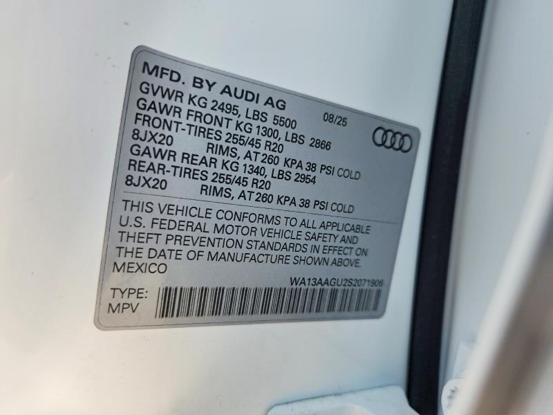 Продажа на аукционе авто 2025 Audi Q5, vin: WA13AAGU2S2071906, номер лота: 77753655