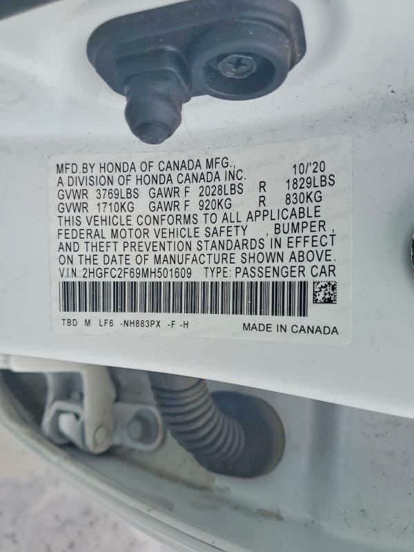 Продаж на аукціоні авто 2021 Honda Civic, vin: 2HGFC2F69MH501609, номер лоту: 77179095