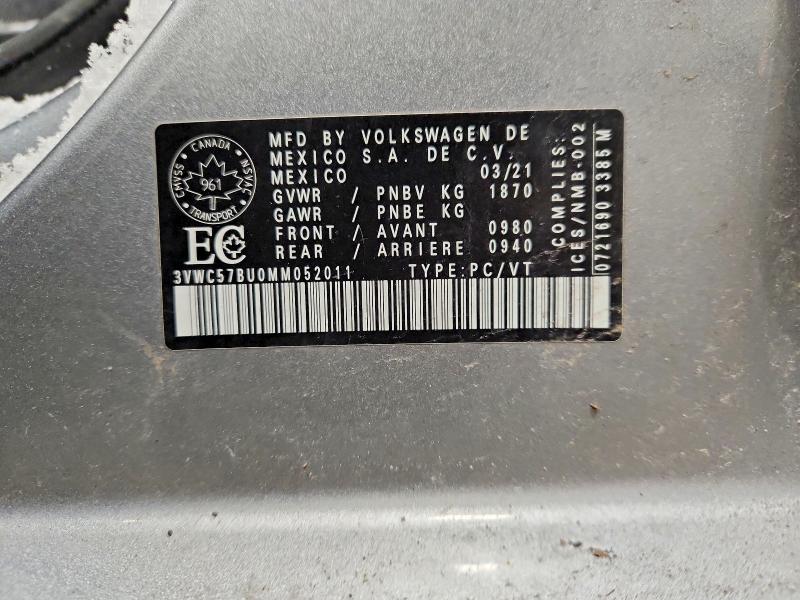 Aukcja sprzedaży 2021 Volkswagen Jetta, vin: 3VWC57BU0MM052011, numer aukcji: 75990375