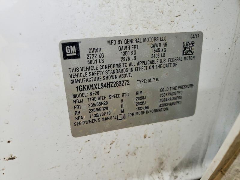 Aukcja sprzedaży 2017 Gmc Acadia Den, vin: 1GKKNXLS4HZ283272, numer aukcji: 75054065
