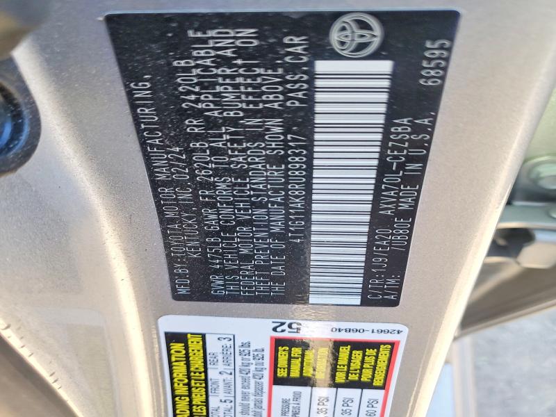 Продажа на аукционе авто 2024 Toyota Camry, vin: 4T1G11AK8RU898317, номер лота: 75562905