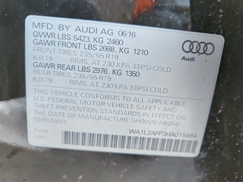 75701765 :رقم المزاد ، WA1L2AFP3HA015884 vin ، 2017 Audi Q5 مزاد بيع