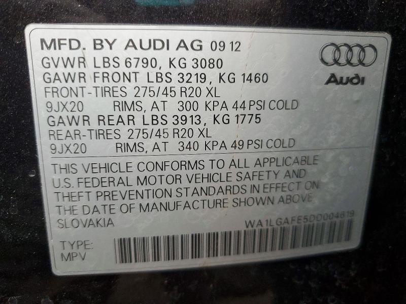 Продаж на аукціоні авто 2013 Audi Q7, vin: WA1LGAFE5DD004619, номер лоту: 77708335
