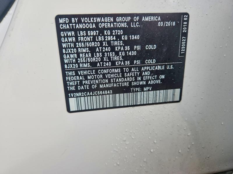 Продаж на аукціоні авто 2018 Volkswagen Atlas, vin: 1V2NR2CA4JC564843, номер лоту: 76285415